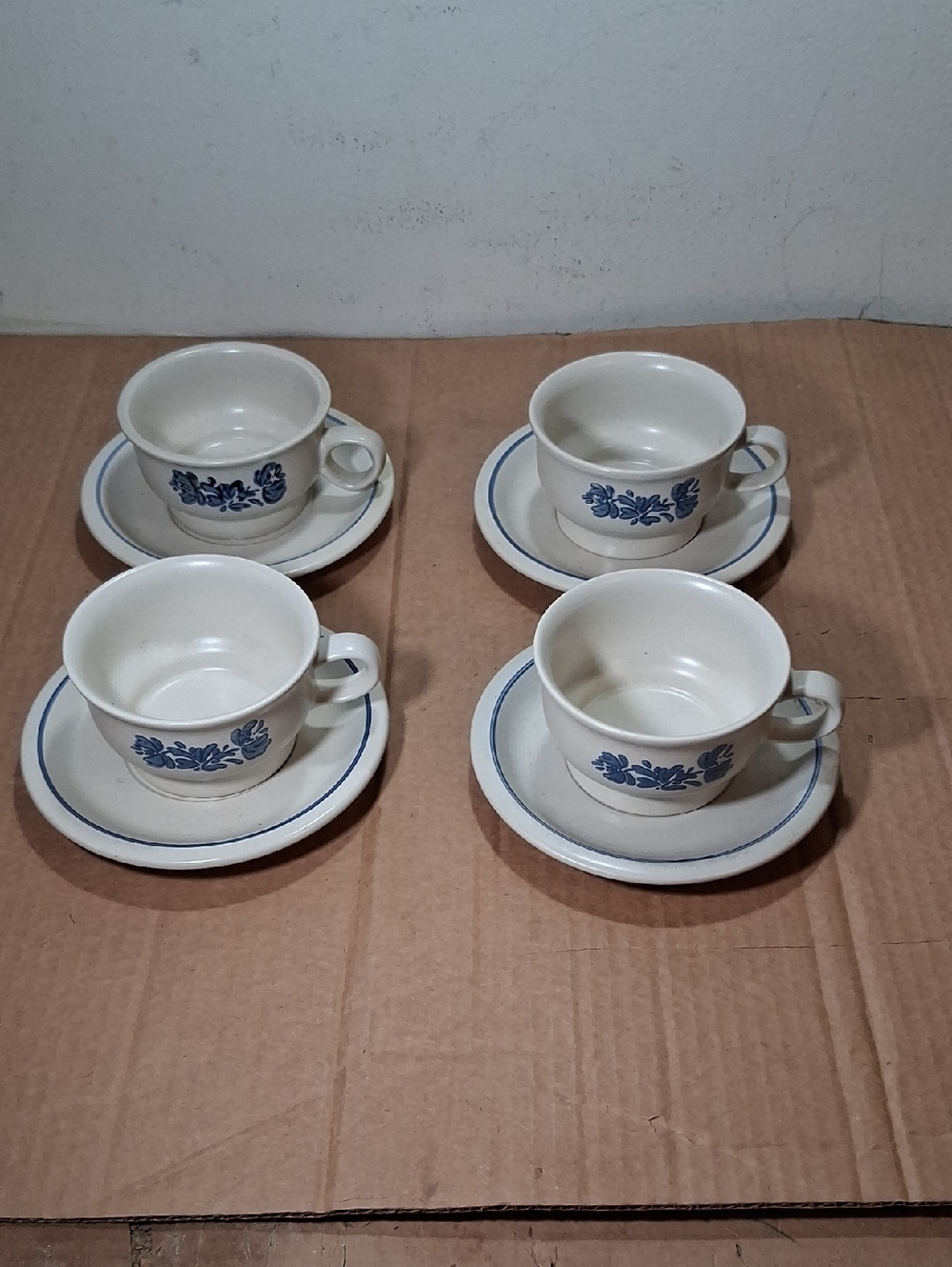4 Sets Vintage PFALTZGRAFF Yorktown Tea/Coffee Cups & Saucers, Thick and Heavy